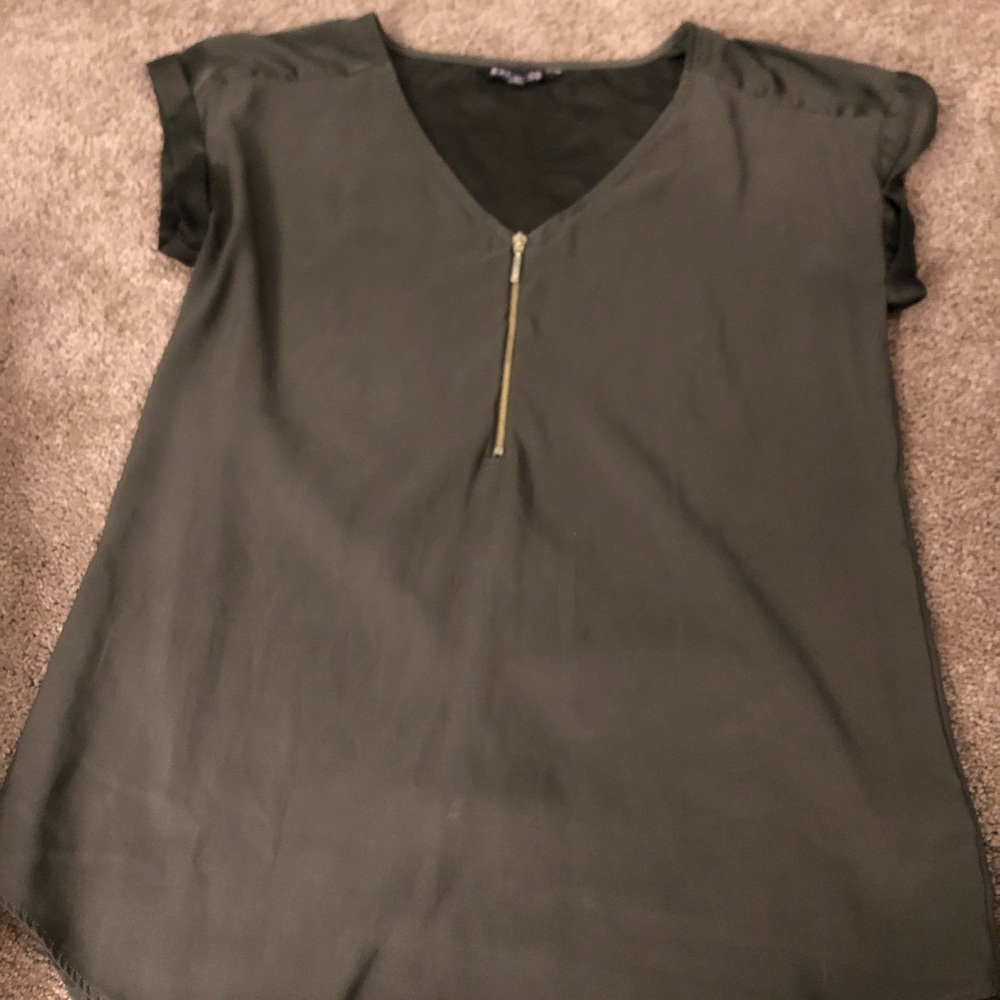 Olive green Express zip up blouse